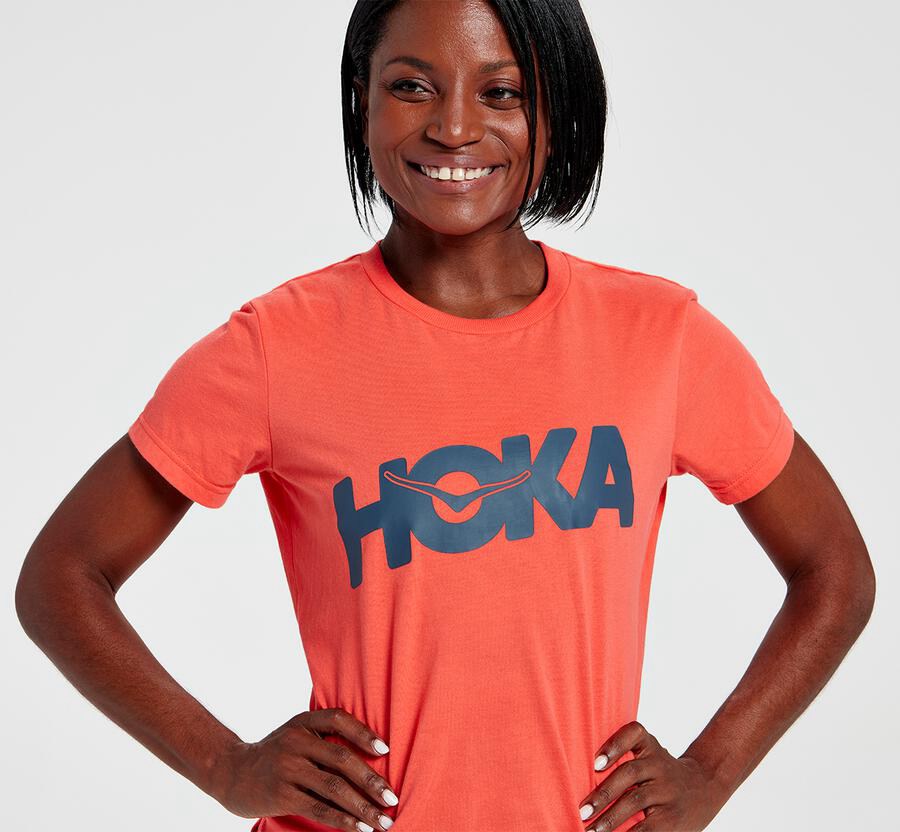 Hoka One One Brand Skjorta Dam - Orange - YBMQC-5806